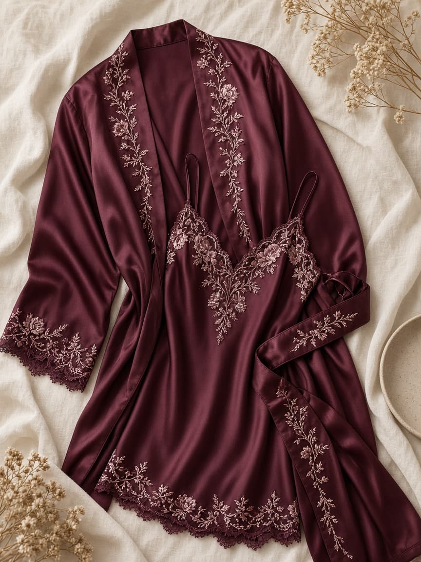 Embroidered Bridal Set – Silk — Maroon
