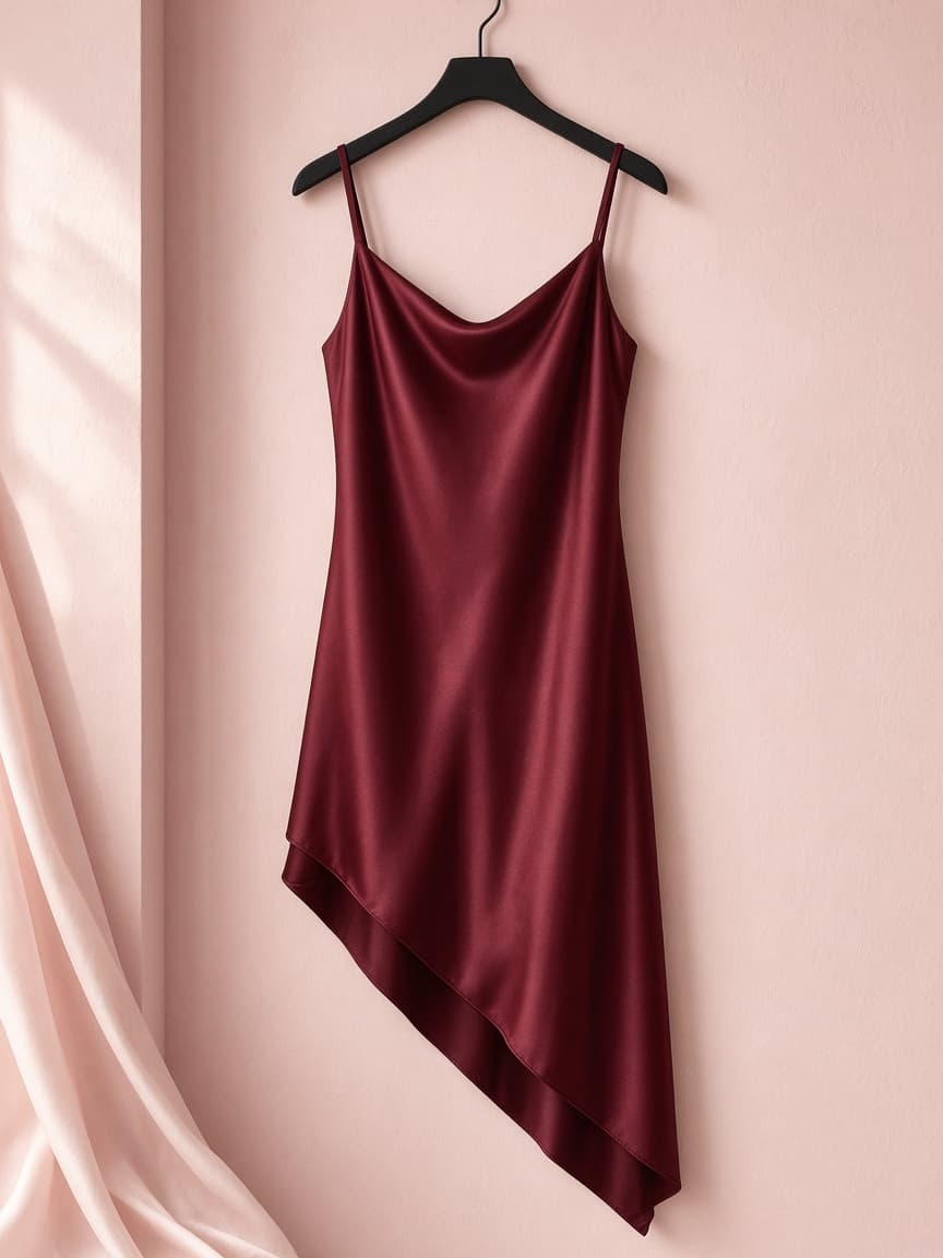 Asymmetric Hem Slip – Silk — Maroon