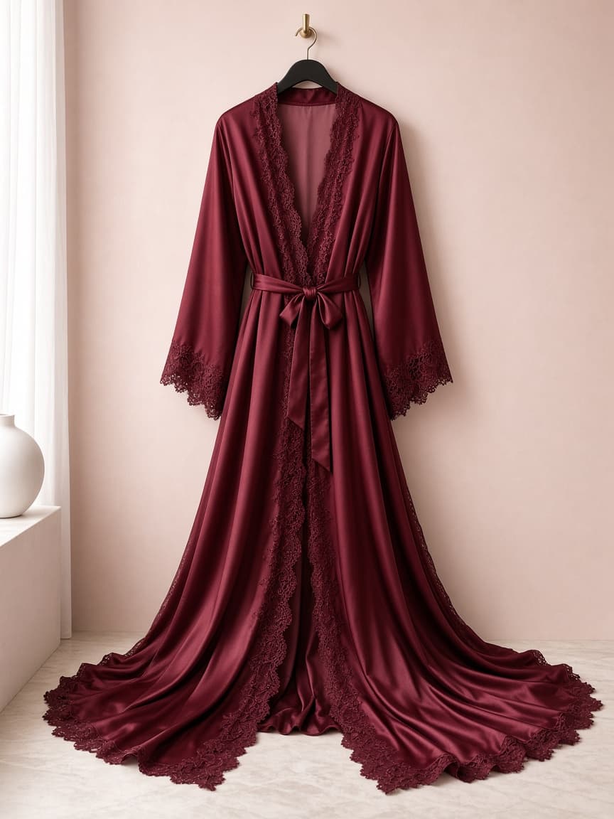 Cathedral Train Bridal – Silk — Maroon
